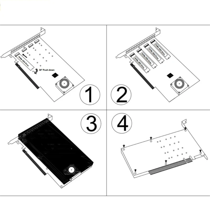 Kartu Ekspansi Koneksi PCIe X16 4 Port NVMe SSD Chip PLX8747 Berkecepatan Tinggi Dropship