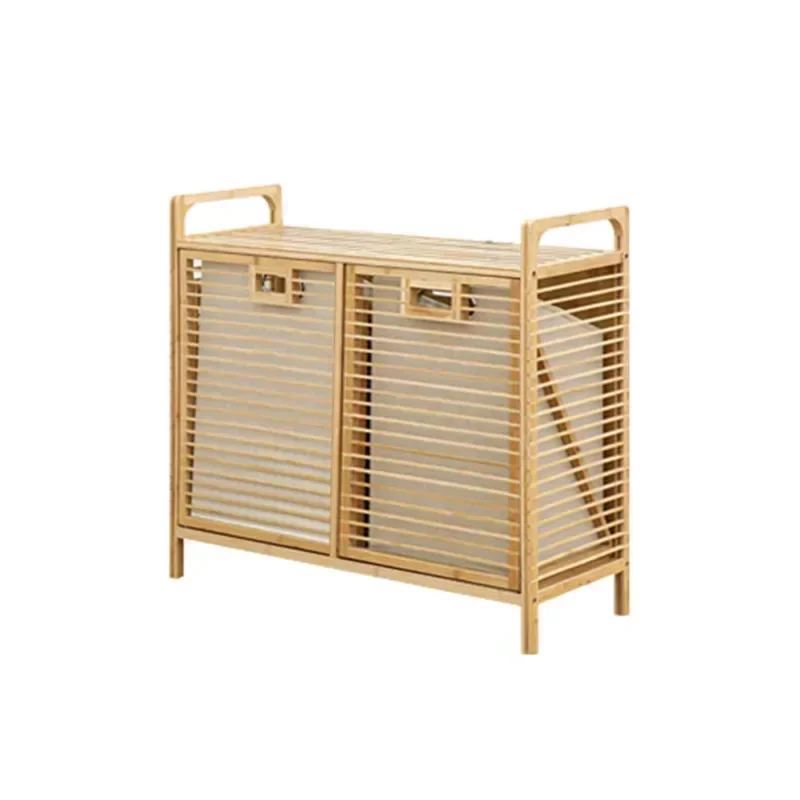 Simple and Modern Multi-Functional Bamboo Art Storage Cabinet Bedroom Bathroom Laundry Organizer Dirty Clothes Storage Basket
