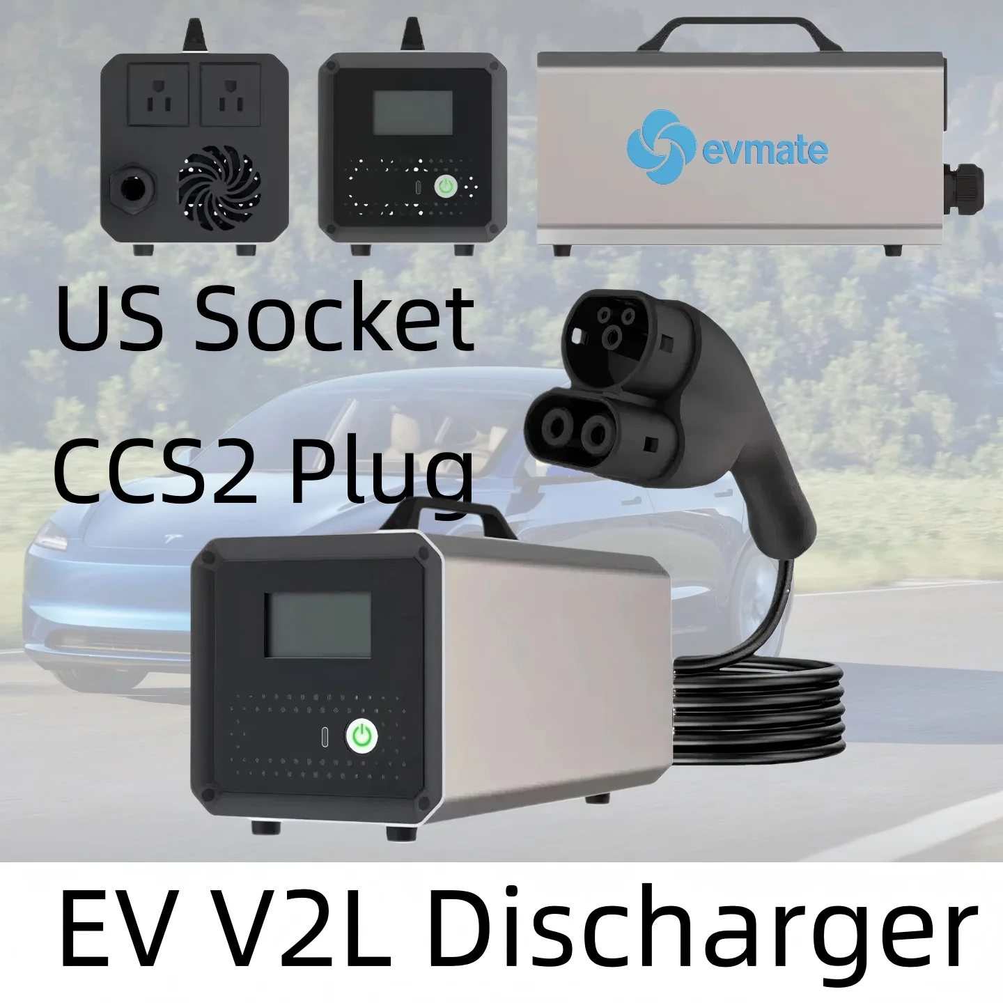 New EV V2L DC 3.5KW  5kW Discharger with Multiple Connectors (CCS Combo CHAdeMO GB/T NACS )