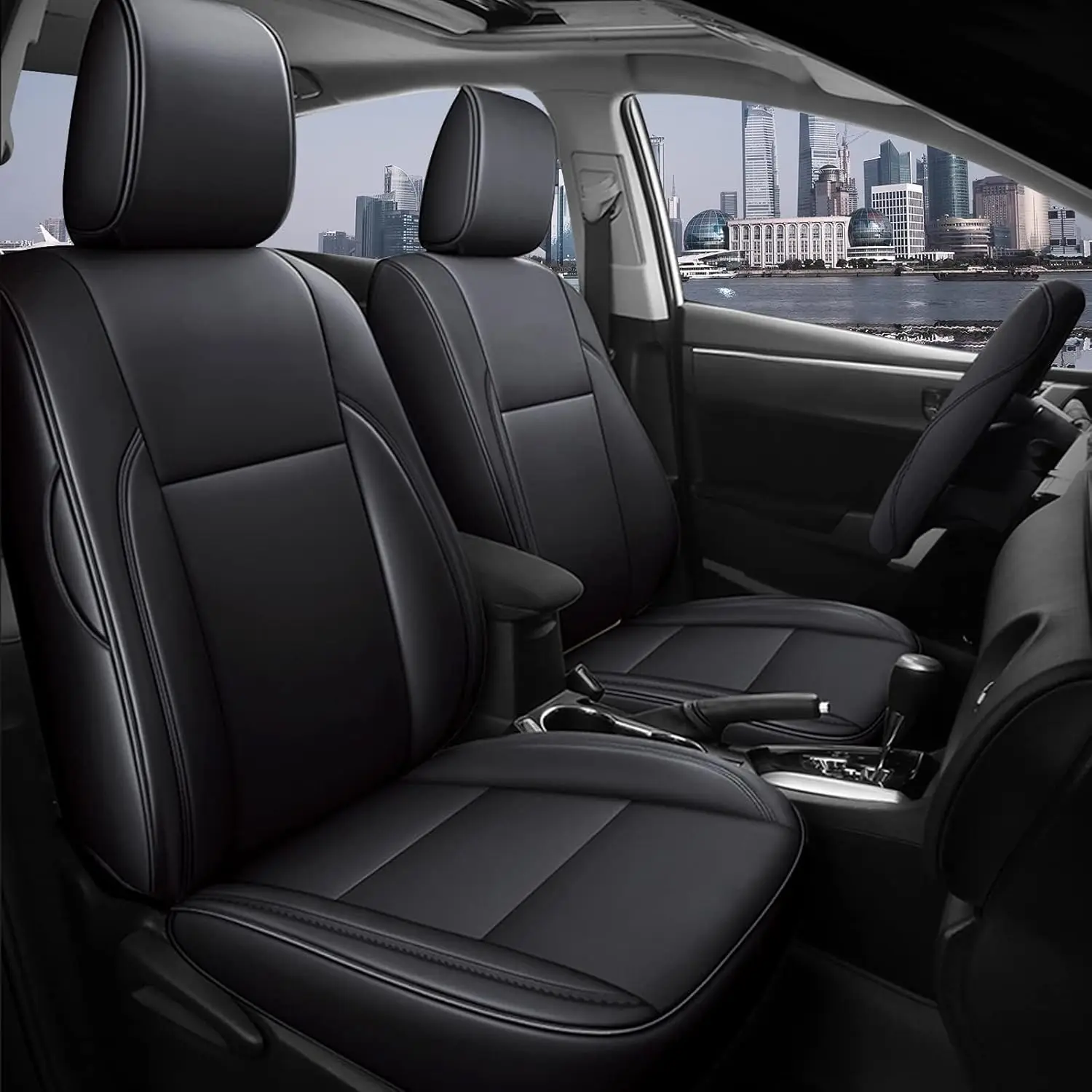 

Car Seat Cover Fit for Toyota Corolla (L,LE,LE Plus,LE Eco) 2014 2015 2016 2017 2018 2019 - Full Set Black