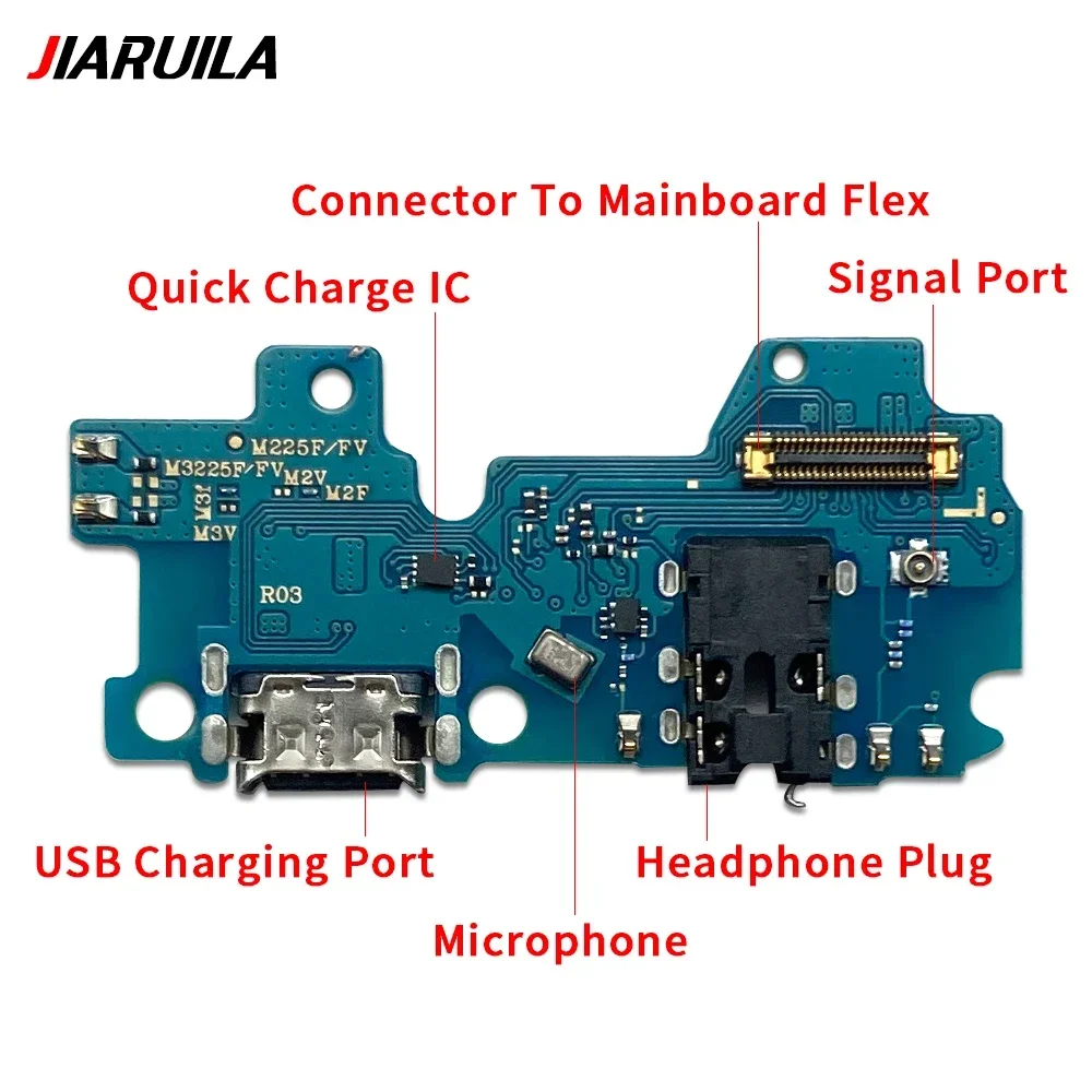 Conector de base para Samsung M53 5G M23 M33 M21S M51 M32 M31S, puerto de carga, Cable flexible, placa de micrófono, 10 Uds.