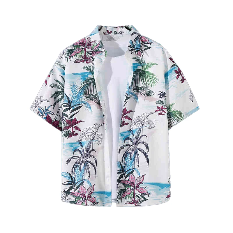 

Summer Seaside Flower Shirt Loose Casual Short Sleeve Shirt Beach Hawaiian Shirt Travel Holiday Men's Casual Vintage Men Tees