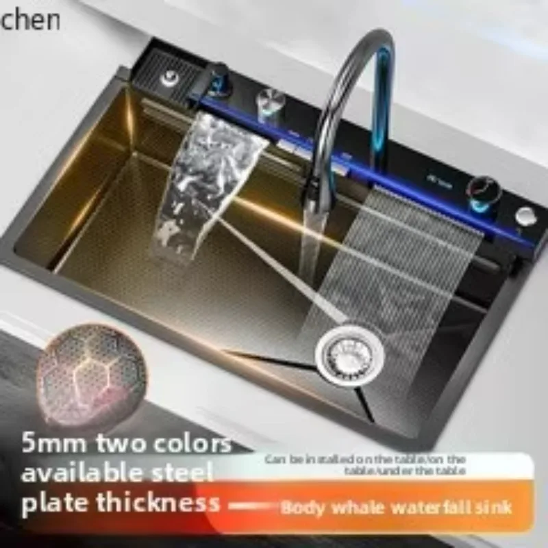v3 Stainless Steel Sink Original Color Household Multi-Functional Digital Display Kitchen Large  Sink Vegetable Washing Basin