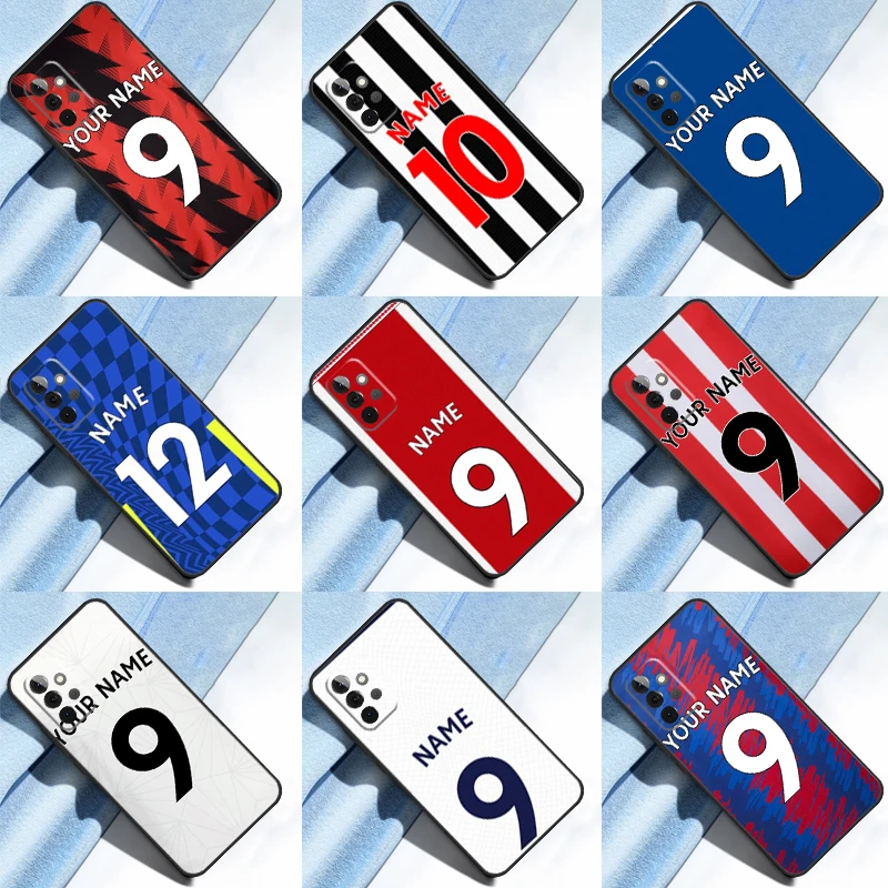 Personalised Football Name Number Case For Samsung Galaxy A14 A34 A54 A52 A72 A12 A22 A32 A11 A31 A51 A71 A13 A33 A53 A23