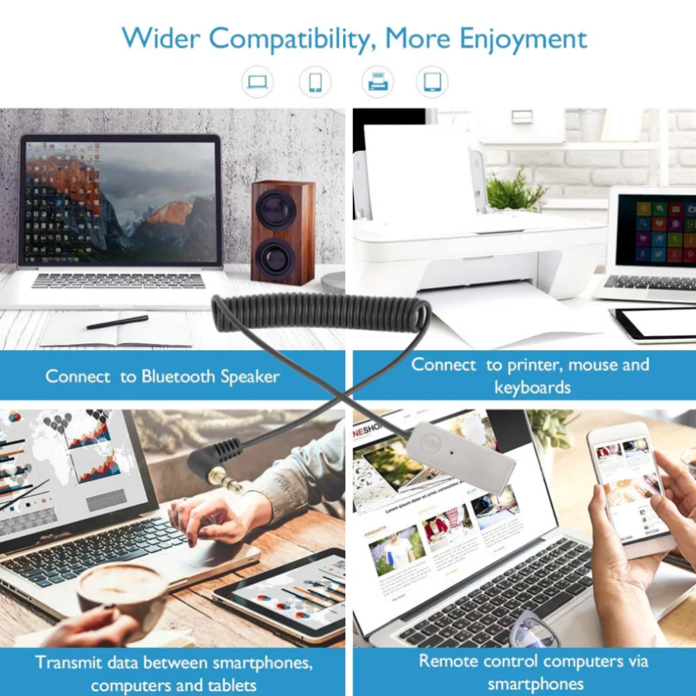 GRWIBEOU-Bluetooth 5.0 USBキー,自動車用ドングルケーブル,3.5mmジャック,フェイクBluetooth 5.0レシーバー,スピーカー,オーディオ,音楽レシーバー