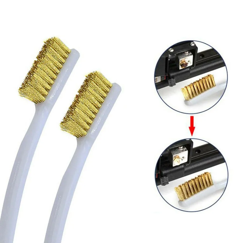 2pcs Plastic Handle Cleaner Tool Copper Wire Brush Industrial Toothbrush For Automotive Manufacturing Processing