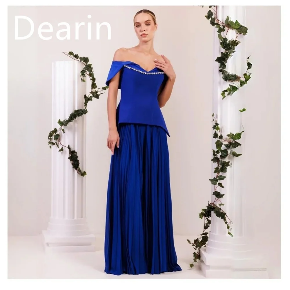 

Prom Dress Dearin Off-the-shoulder Column Floor Length Skirts Draped Bespoke Occasion Dresses Evening Saudi Arabia Formal Gown