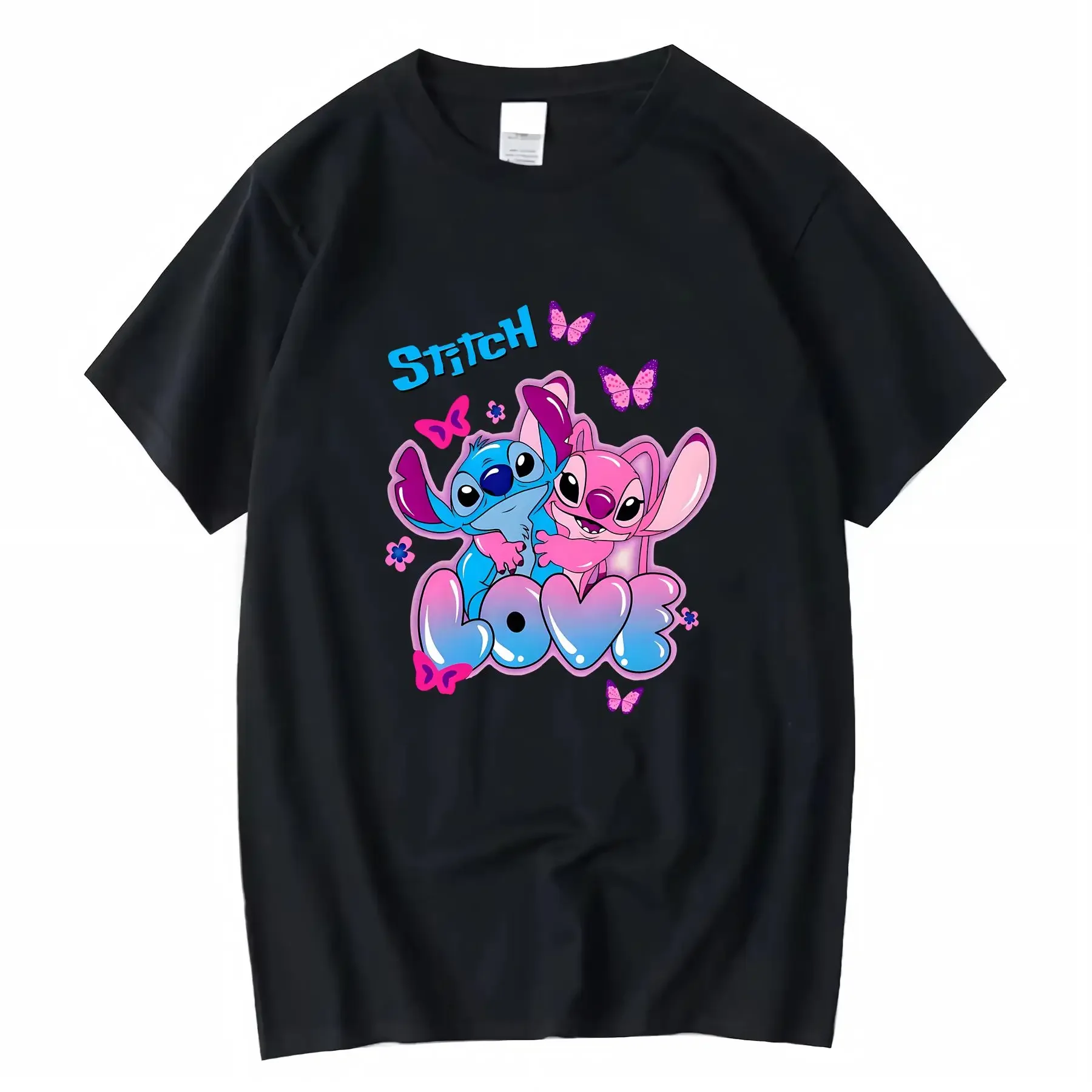 

Disney Stitch Lilo Women's T Shirt 100 Cotton Crew Neck Machine Washable with 'STITCH LOVE' Print Spring Summer Casual Top