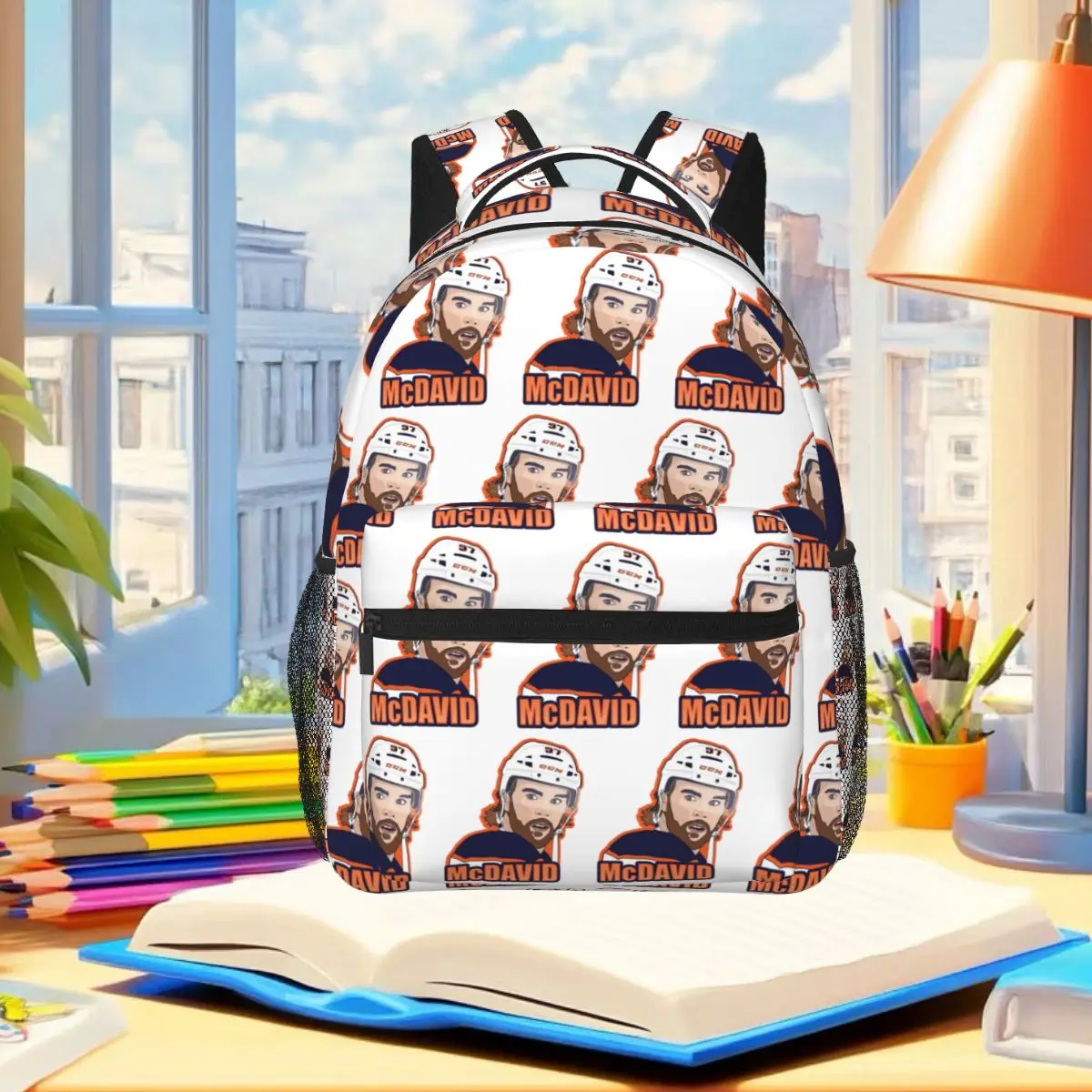Connor McDavid 97 For Edmonton Oilers Fans Backpack Student Boys Girls BookBag School Bag Computer Shoulder Bags for Men Women