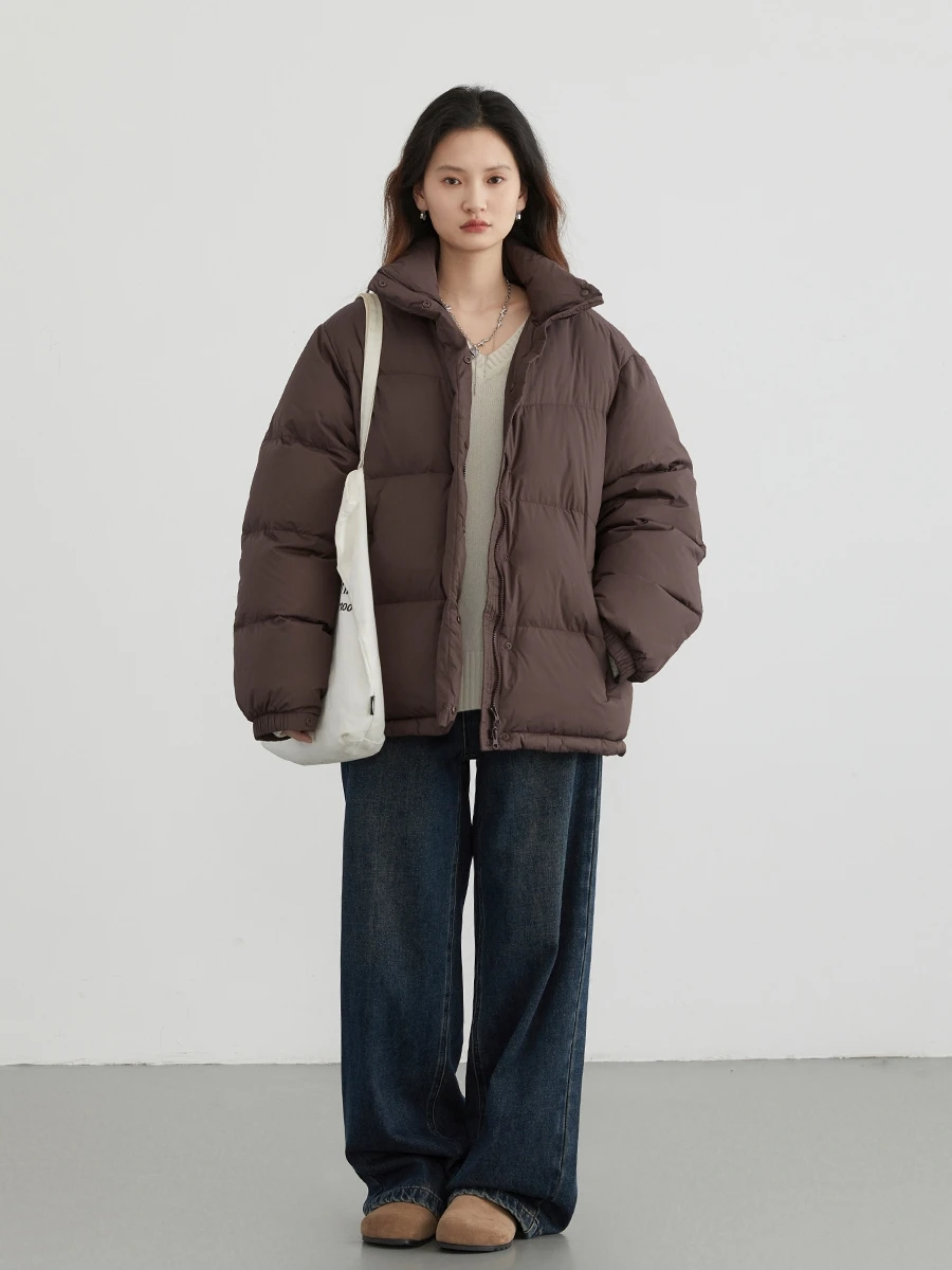 CHIC VEN-Jaqueta solta casual feminina, 90% casacos brancos para baixo de pato, gola alta, casaco de mulher, outono, inverno, novo, 2023