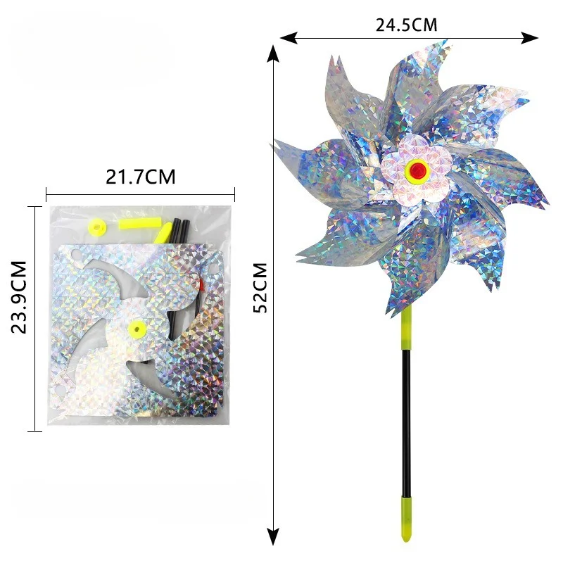 1pcs Bird Repeller Pinwheels Reflective Sparkly Scarecrow Pinwheel Windmill Spinner for Garden Lawn Yard Decor Keep Birds Away