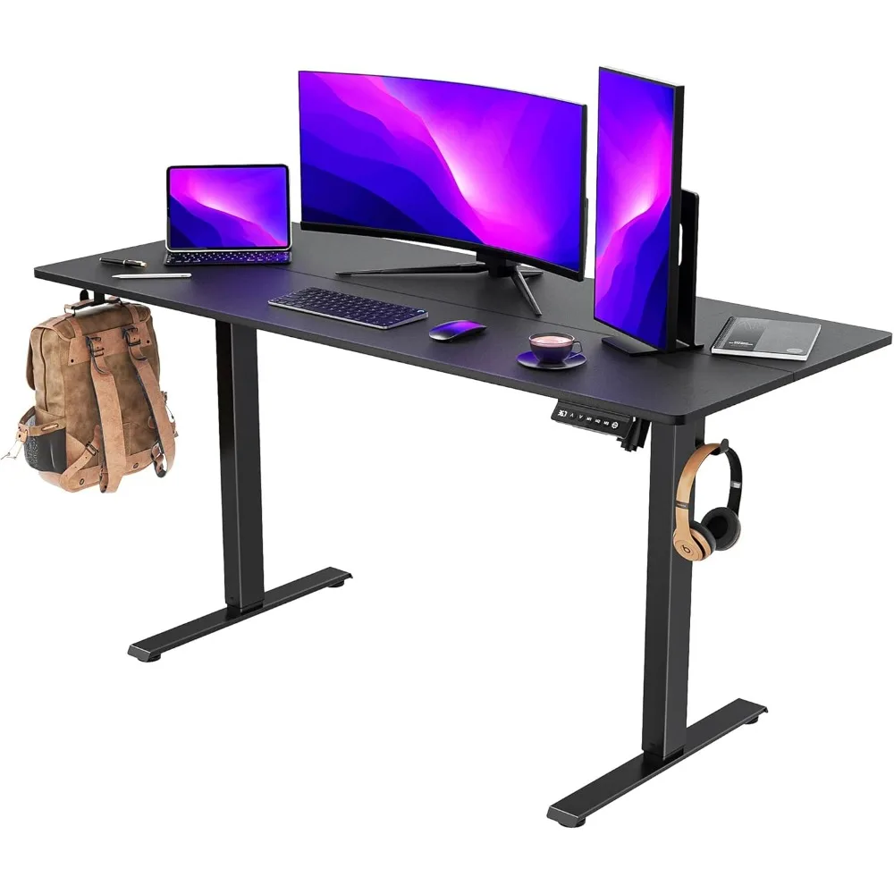 

Electric Standing Desk Adjustable Height PresetHome Office Desk, Stand Up Sit Stand Desk Computer Table, Splice Board Black Desk