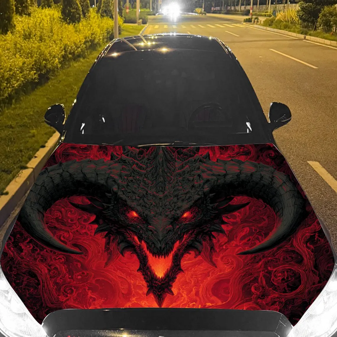 

Car Vinyl Wrap, PVC Material Waterproof Car Hood Sticker, Self-Adhesive Scratch-Resistant Stickers for Engine Cover, Car Decorat