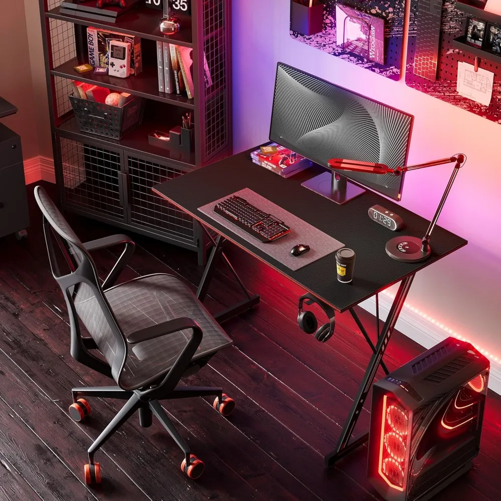 CubiCubi Gaming Desk 32 Inch PC Computer Desk, Home Office Desk Table Gamer Workstation, Simple Game Table, Black