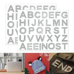 2 Sheets Sparkling Rhinestone Letter Sticker Self-Adhesive Alphabet Stickers DIY Craft Clothing Decor