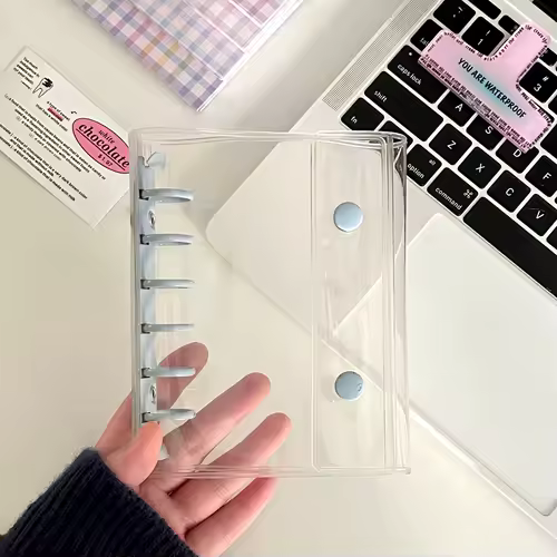 A7 Widening Double Button Transparent PVC Soft Cover Binder Cover Journal Sketchbook Accessories Diary Office Supplies - Image 16