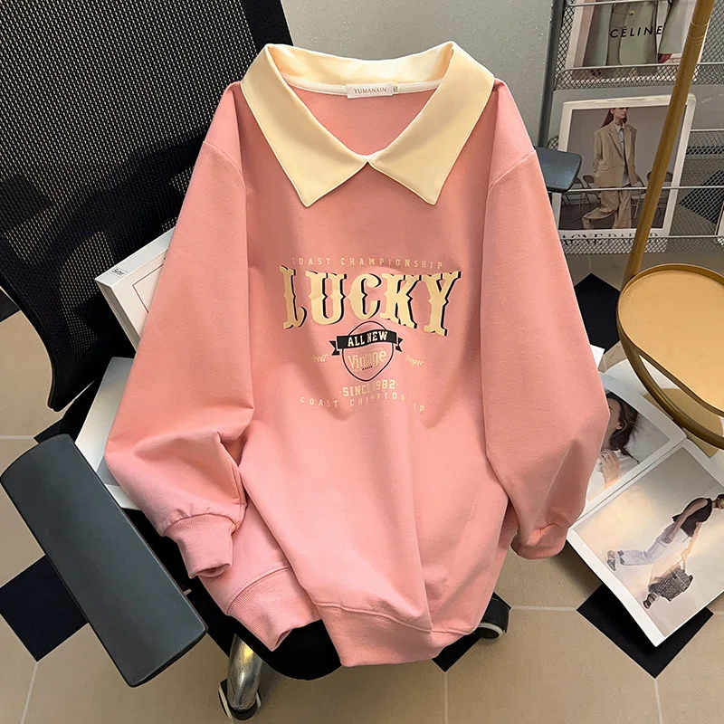 100/150/175kg Big Size Women Clothing Autumn Women Wear Extra Large Loose Lapel Sweatshirts Women Bust/150/160cm Hoodies 6XL 7XL