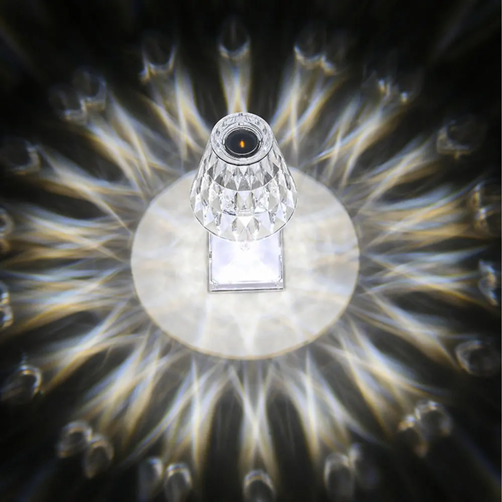 LED Crystal Table Lamp Rechargeable USB Diamond Touch Sensor Battery Desk Lamp Bar Light Restaurant Acrylic Lamp LED Night Light