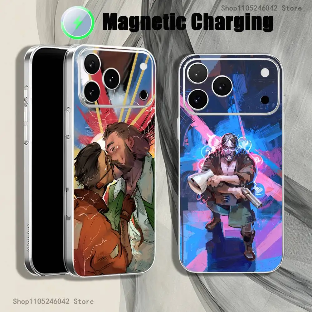 Game D-Disco E-Elysiums Shockproof Transparent White Phone Case For iPhone 18,17,16,15,14,13,Pro,Max Magnetic Wireless Charging