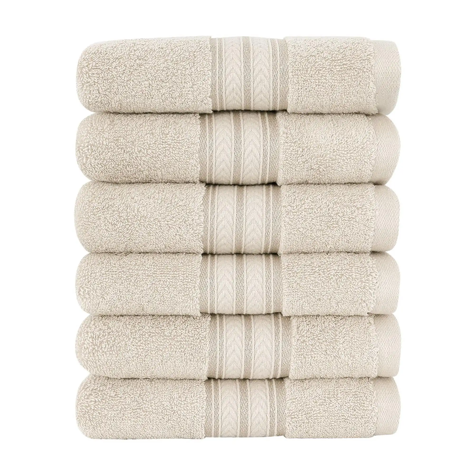 

6-Pack 100% Cotton Absorbent Bathroom Towel Camel Color