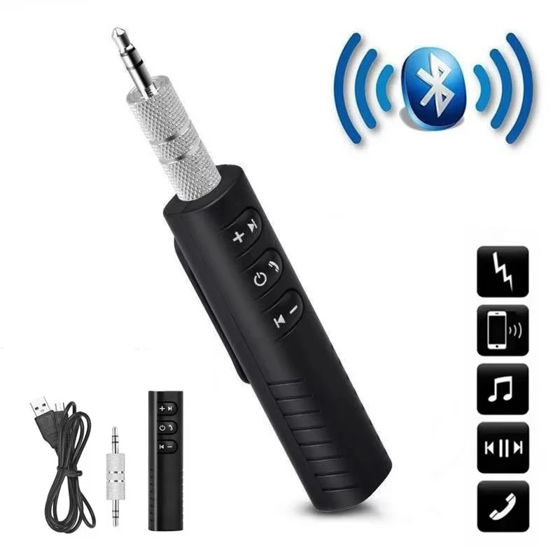 2 In 1 Car Wireless Bluetooth 5.0 Receiver Adapter 3.5mm Jack Stereo Music Audio For Car Audio Aux Headphone Reciever Handsfree