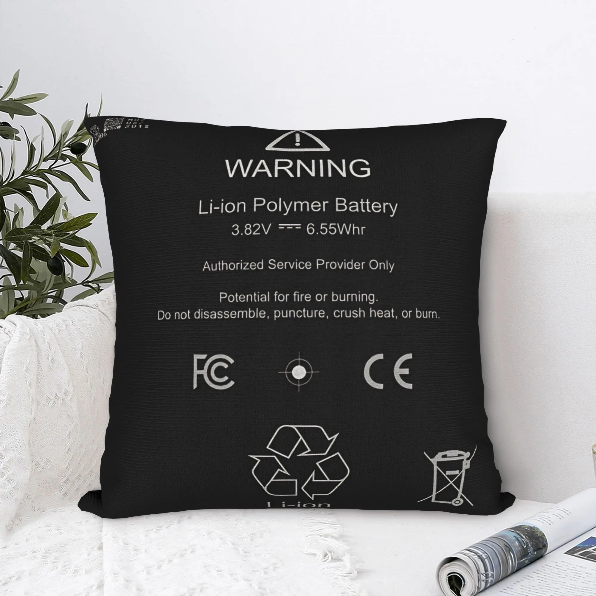 Lithium Ion Battery Square Pillow Cases  Cushion Covers Novelty Polyester Decor Pillowcase for Bed 40*40cm