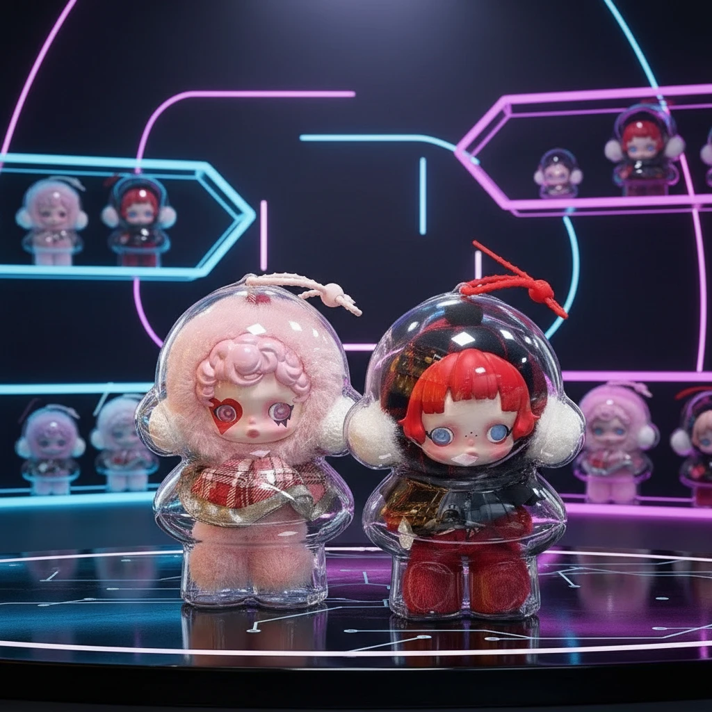 Skullpanda Protective Transparent Storage Case for Plush Dolls Display Winter Symphony Impressionnisme Series  Dolls Accessories