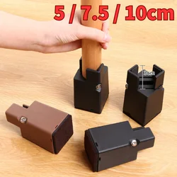 4PCS Adjustable Furniture Leg Risers Chair Leg Pads Square Round 50mm 75mm 100mm Sofa Table Bed Foot Risers with Screw Clamp