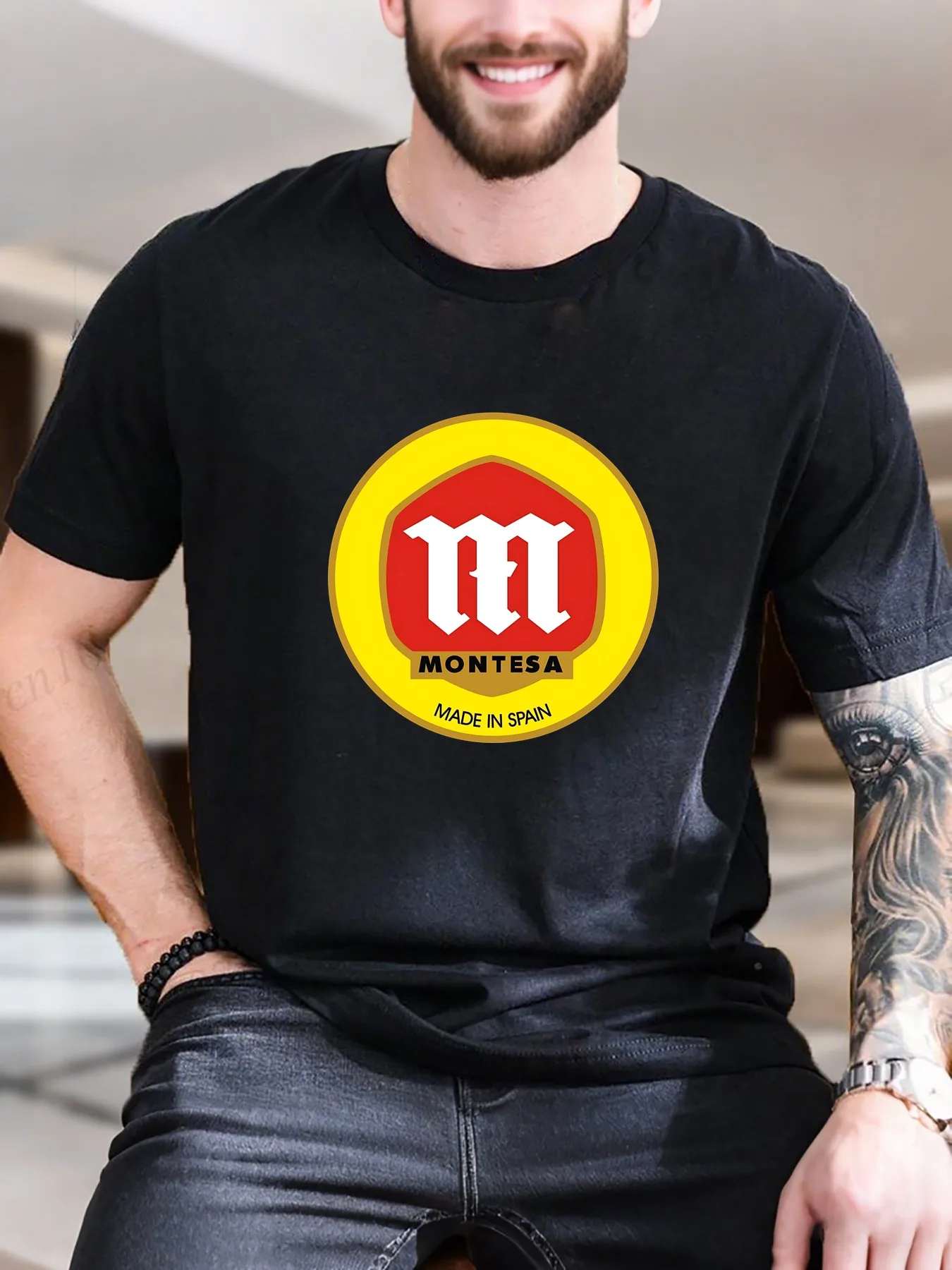 Nueva llegada, camiseta estampada a la moda para hombre, Montesa España, diseño Original 100% algodón, tela transpirable, informal, elegante, ajuste cómodo