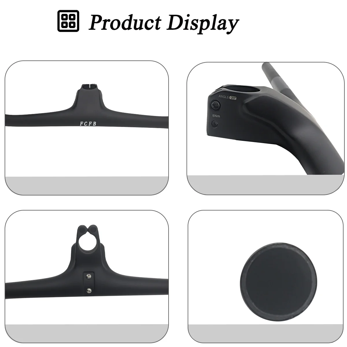 

FCFB White Carbon Fiber Integrated Handlebar , Semi-Internal Routing for Low Drag Position,Stem Length 70/80/90/100mm