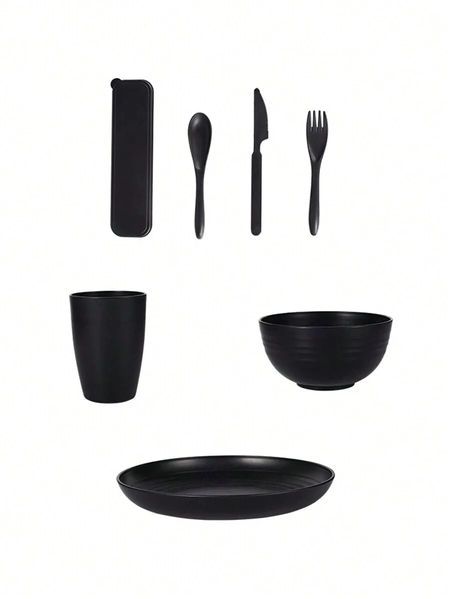 7/28pcs Plastic PP Tableware Set, Dinner Plate Cereal Bowl Cup Tableware Set, Reusable Tableware for Home Kitchen Party