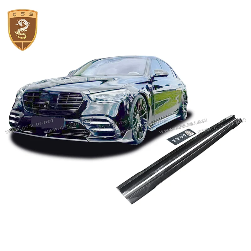 

Боковые юбки из сухого углеродного волокна для Mercedes Benz S Class W223 Mansor Style Детали удлинителя педали двери автомобиля Добавьте на внешние накладки