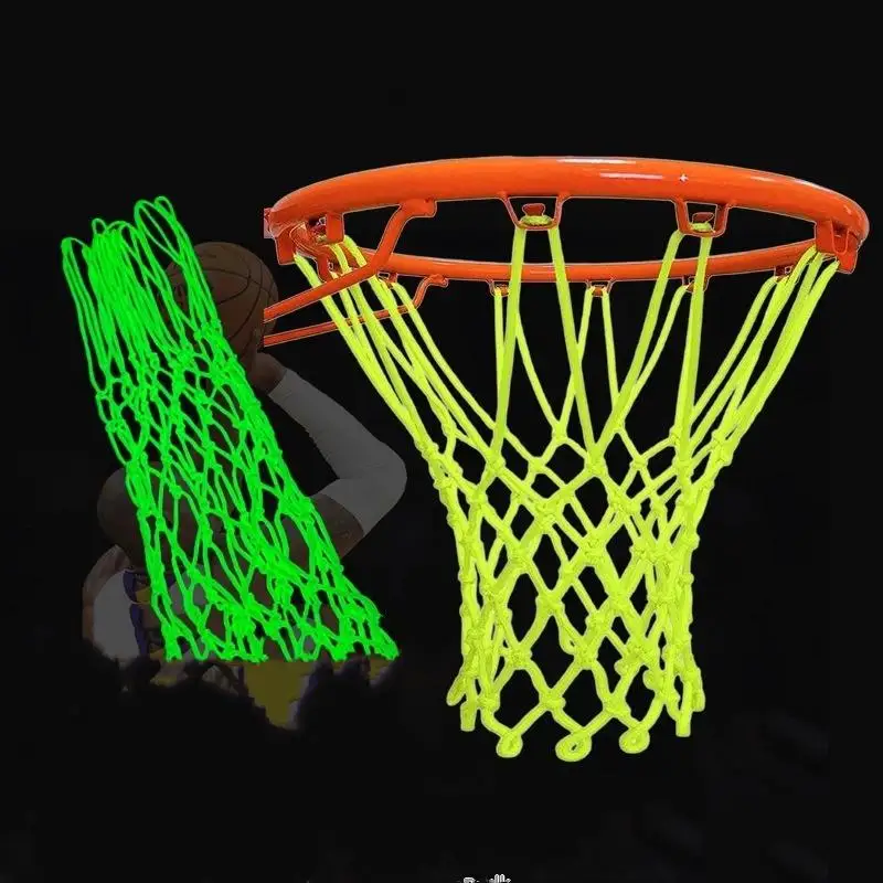 

50CM Green Luminous Basketball Net Fluorescent Self Glow Basketball Hoop Net Night Visibility for Street and Backyard Games