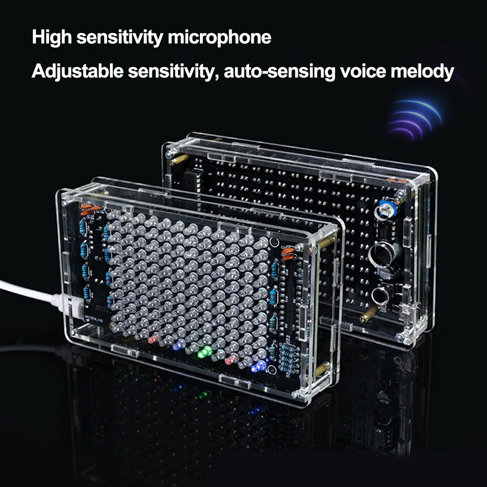 HU-052 USB 미니 전자 디스플레이, DIY 스피커, LED 음악 스펙트럼 디스플레이 조명, DIY 부품 전자 학습 키트