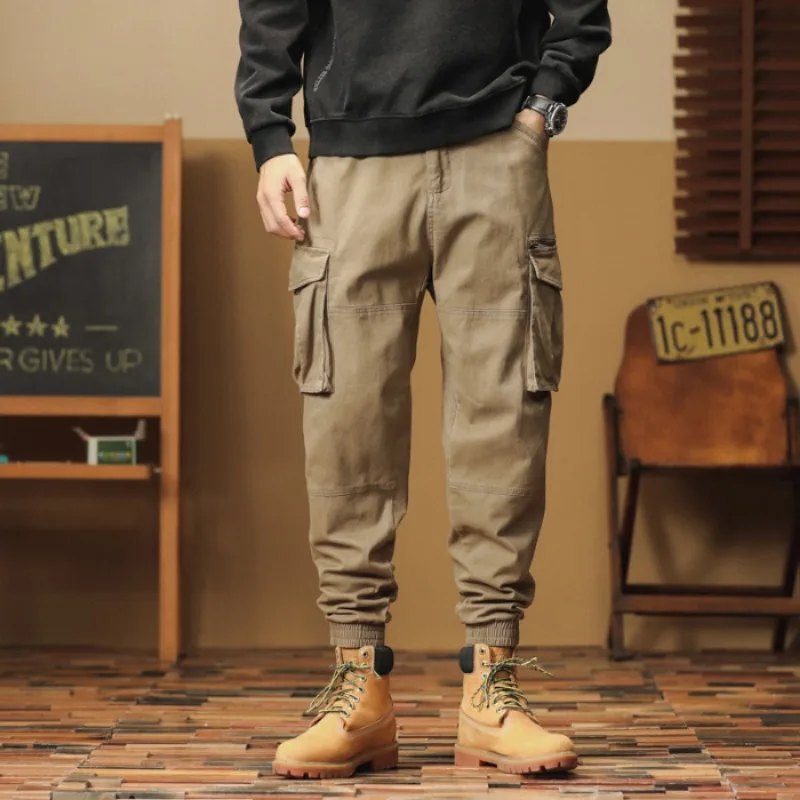 

2024 fall new American cargo pants men loose lace-up leg casual Haren pants