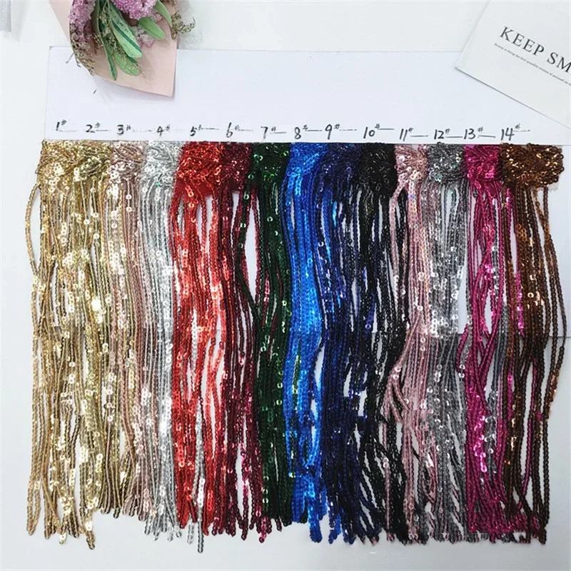 10 yards Sequin Tassel Fringe Lace Trim Trimming 30CM Wide Diy Latin Dress Stage Clothes Accessories Ribbon Latin Dance Sewing