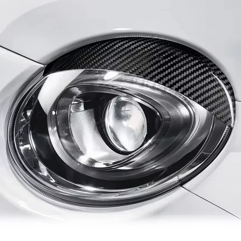 For FIAT 500 For Abarth 595 Real Dry Carbon Fiber 16-23 Exterior Sticker Headlight Headlamp Eyebrow Bezel Protection Decoration