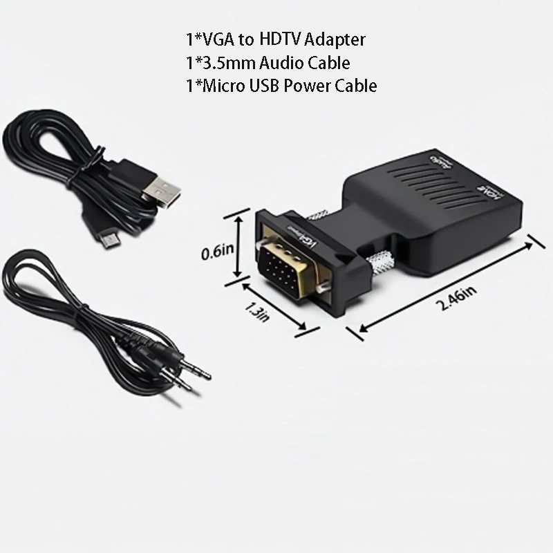 Convertidor de HDMI a VGA, adaptador macho a hembra, Divisor de Cable HDTV, ordenador portátil, Monitor, proyector, Cable de conexión, extensor