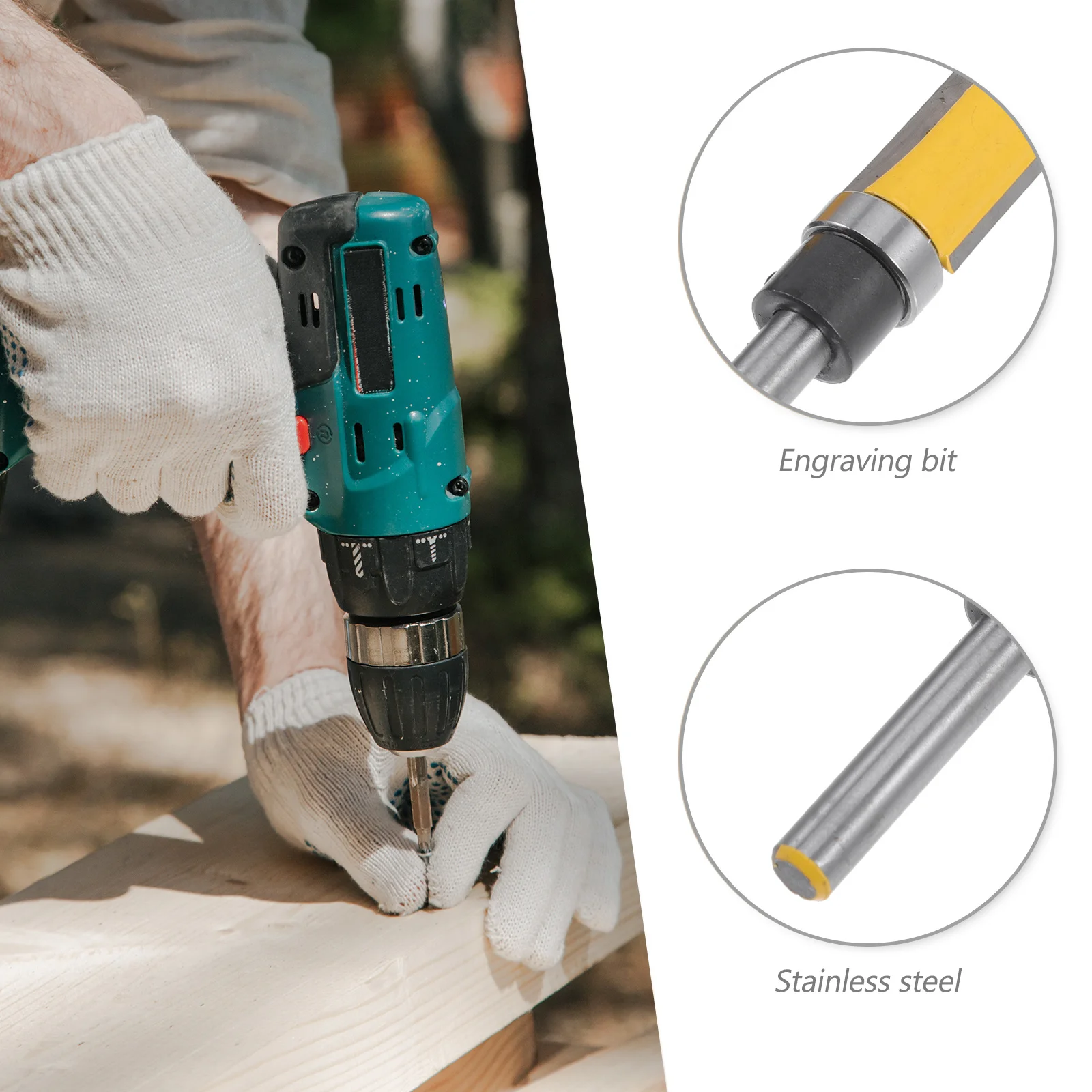 

1 комплект насадок для обрезки заподлицо, деревообрабатывающий фрезерный инструмент для обрезки кромок для гравировального станка, твердая древесина, МДФ, ламината, частиц