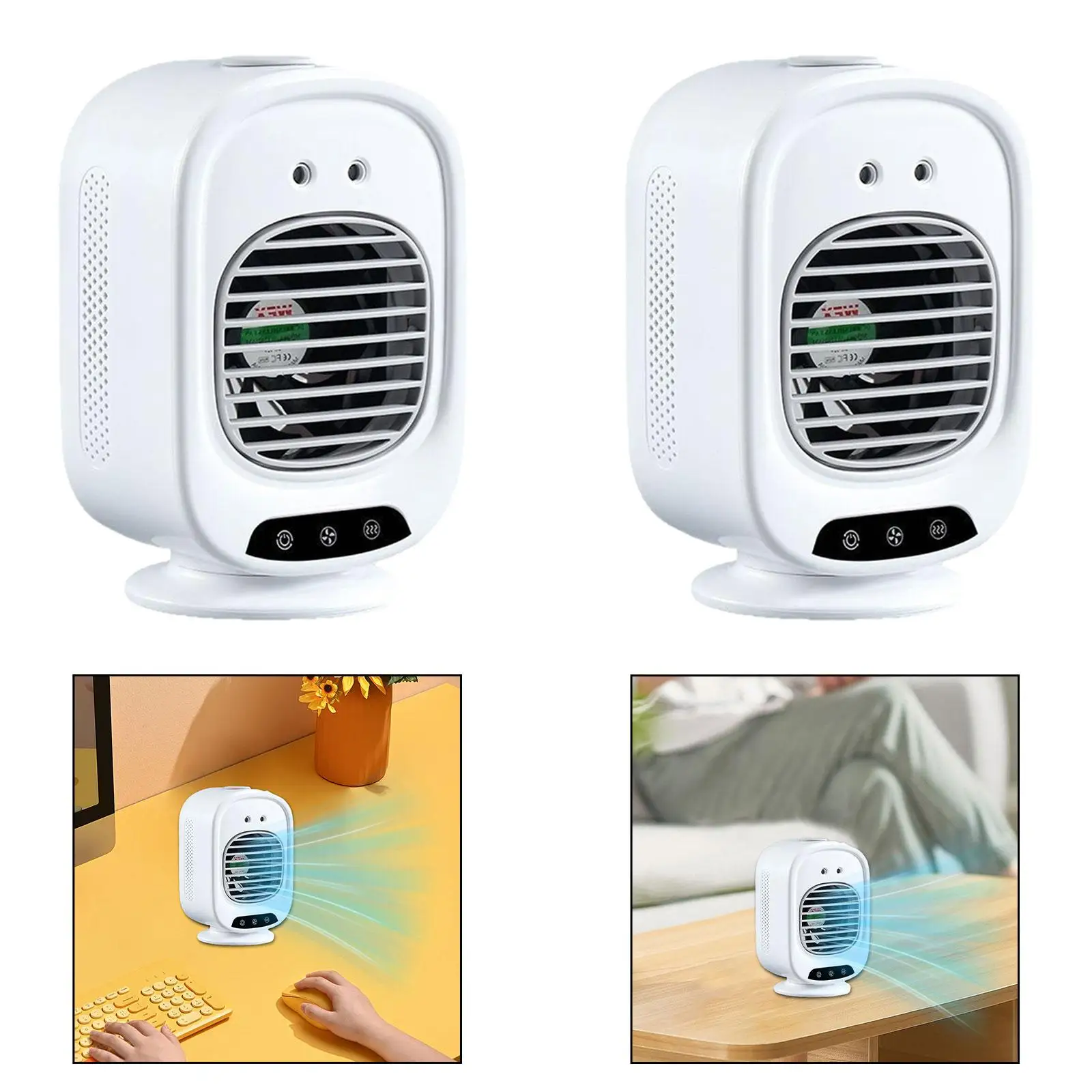 Condizionatore d'aria portatile Spray a 2 velocità 2 porte di spruzzo Umidificatore ricaricabile Ventilatore spray d'aria per camera da letto Scrivania Escursionismo Dormitorio Viaggi