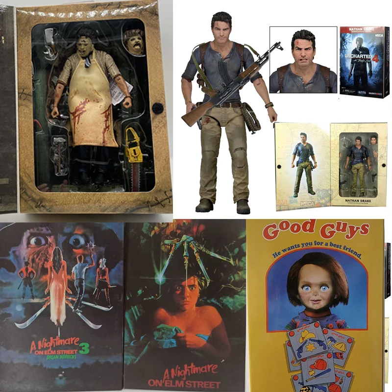 NECA Jason Freddy Krueger Voorhees Michael Myers Pennywise Uncharted Chucky Joker Action Figure Horror Doll