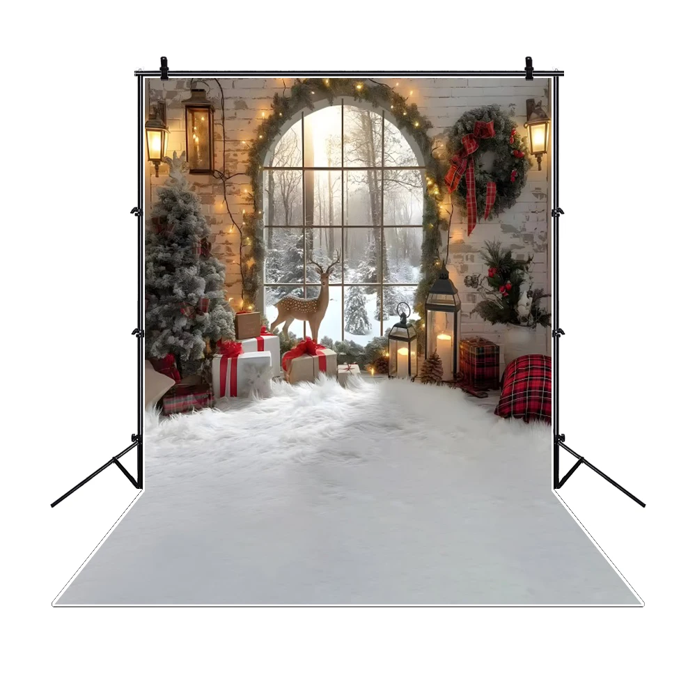 Merry Christmas Backdrops Xmas Tree Decor Gift New Year Party Wooden Board Child Photo Photography Background For Photo Studio