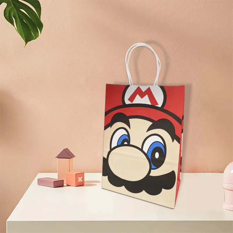 Super Mario Cartoon Tote Gift Bag Handbag Kraft Paper Party Cartoon Anime Character Mario Yoshi Party Supplies Birthday Gifts