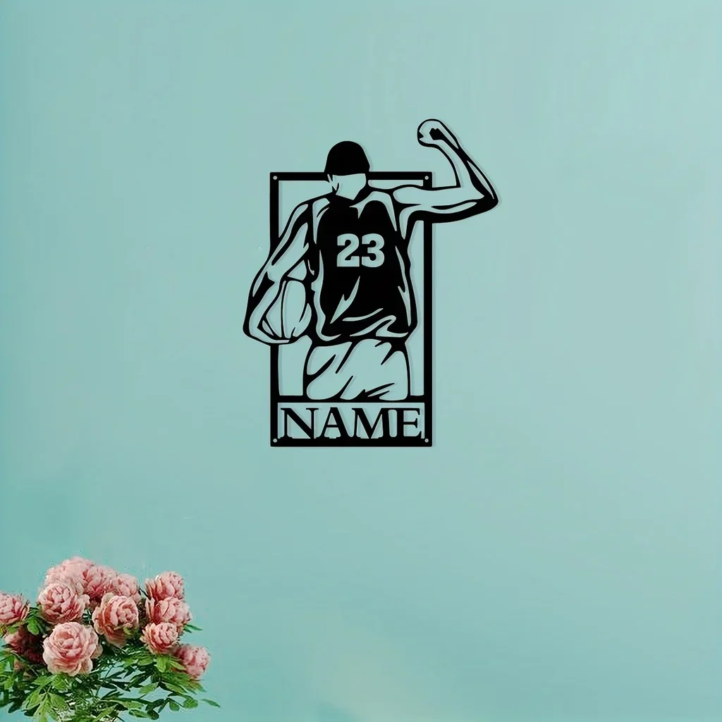 

CIFBUY Deco Personalized Basketball Player Wall Art Decor Customize Name Number Iron Art Home Decor Metal Wall Hanging Decor Ind