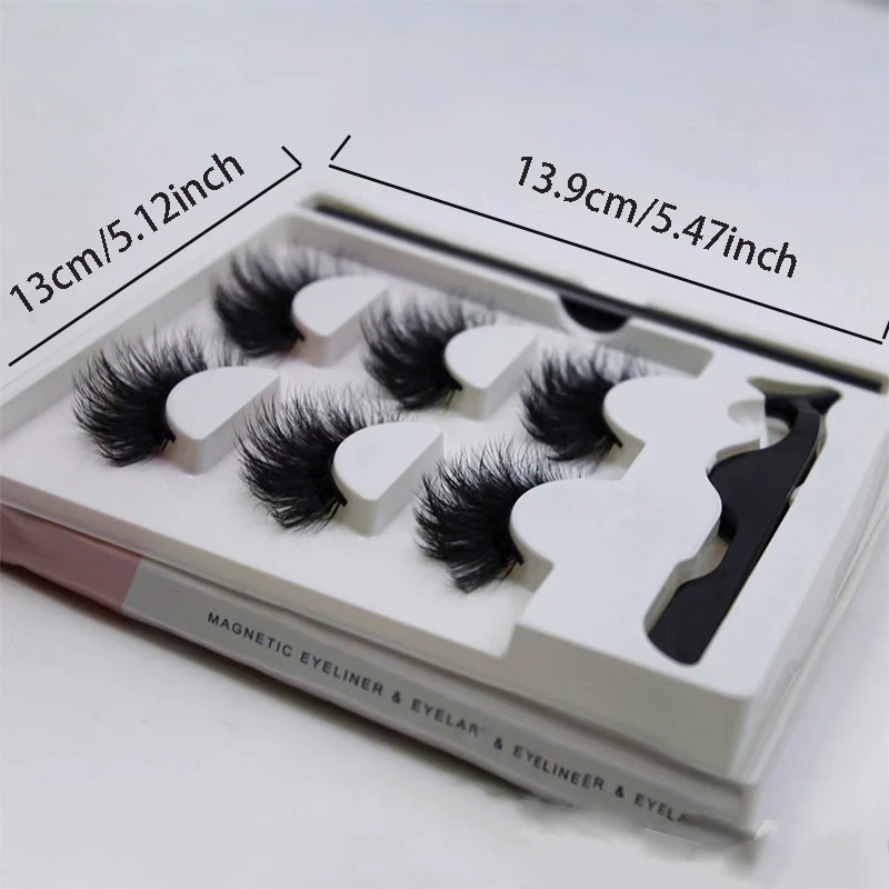 3 Pairs Of Magnetic Fried High Imitation Mink Hair Curly Thick False Eyelashes Sticky Eyeliner Pen Not Easy To Smudge Suit