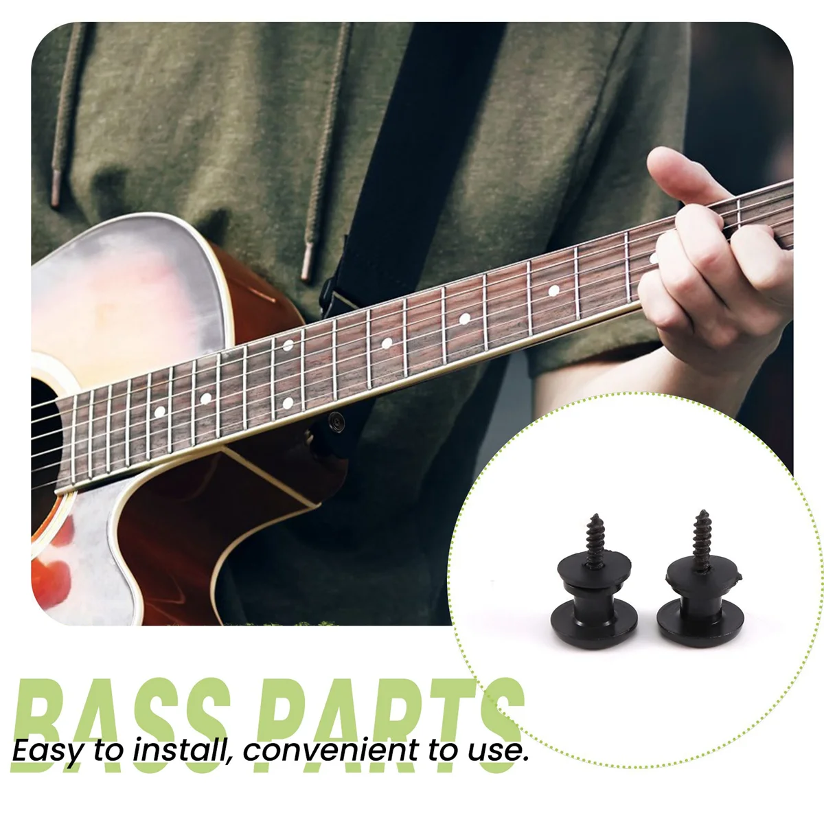 2Pcs Mushroom Head Guitar Strap Buttons Strap for Electric Acoustic Guitar Bass Parts,Black image 5