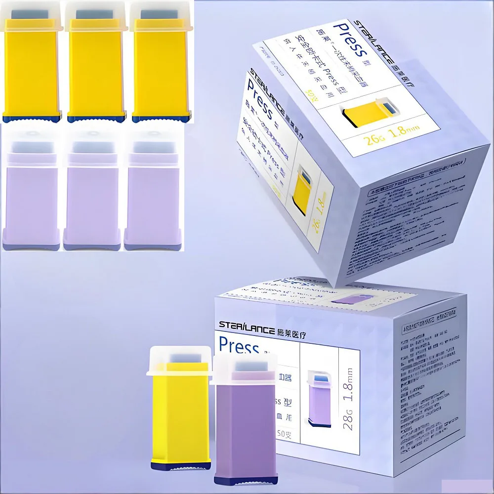 

100 шт./2 упаковки Одноразовые стерильные ланцеты с активацией давлением 28G 26G для однократного использования