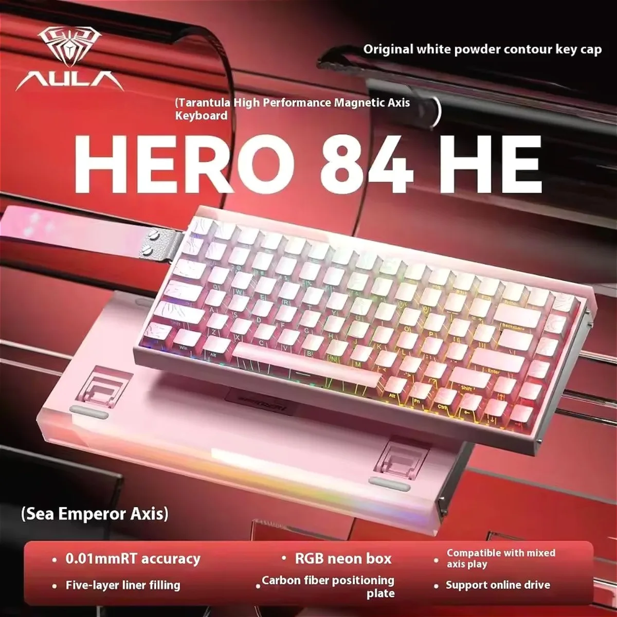 

New Magnetic Axis Keyboard AULA HERO 84HE 8K INSTOCK E-sport Custom RGB Gaming Mechanical Keyboard Ergonomics Game Accessories