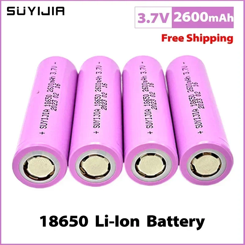 3.7V 2600mah 18650 Battery Real Capacity Li-Ion Lithium Rechargeable Batteries for Strong Light Flashlight Head Laptop Torch Toy