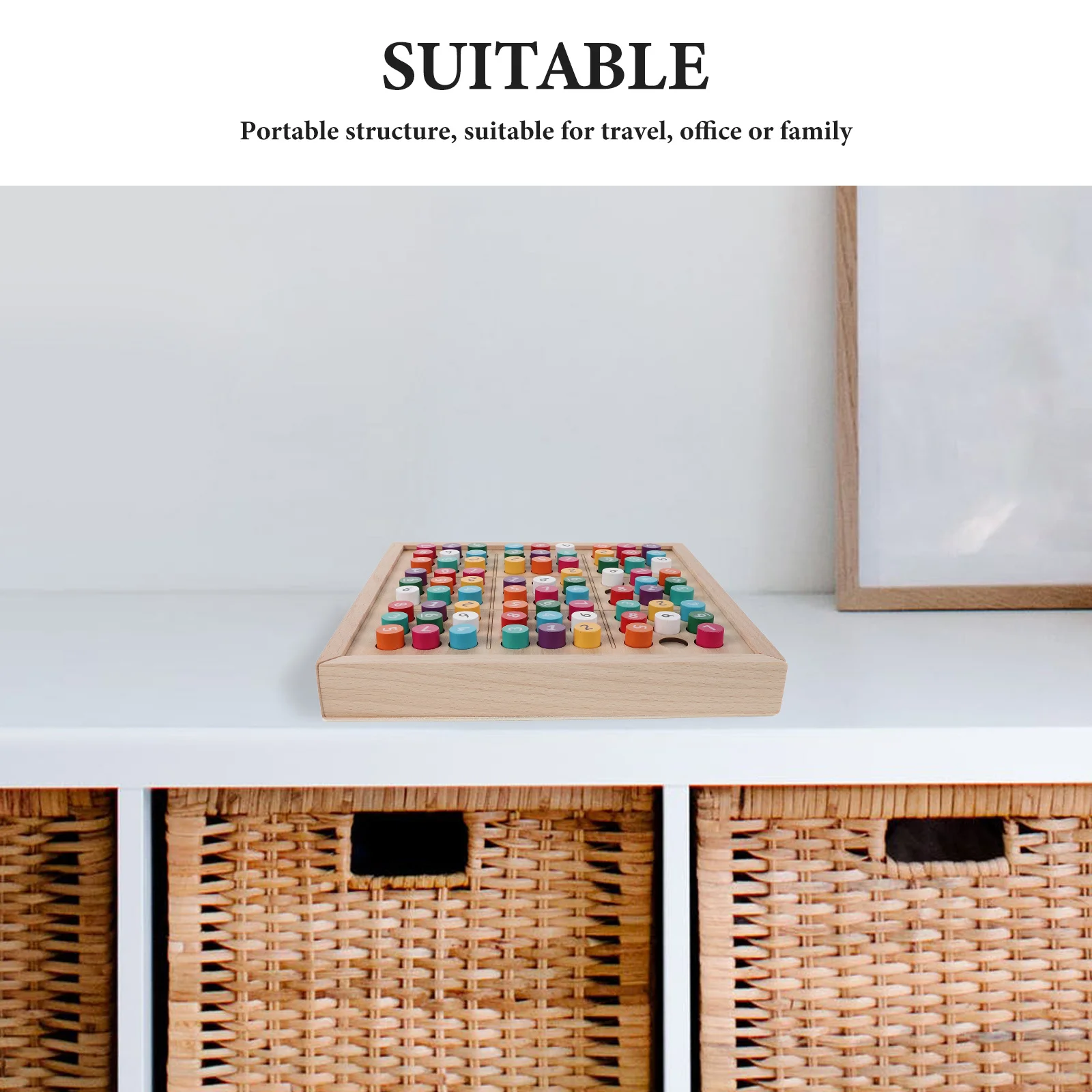 1-teilige Sudoku-Spielbox aus Holz, Logikpuzzle, Denkaufgabe, pädagogisch, für Erwachsene und Kinder, tragbar, Reisegröße
